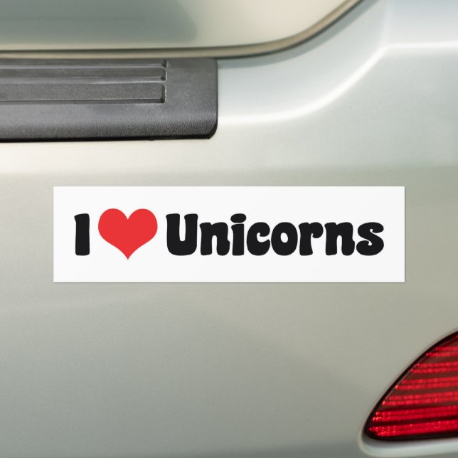 Adesivo Para Carro Eu Amo Unicórnios do Coração (No carro)