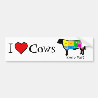 Adesivo Para Carro Eu amo vacas…. Cada parte