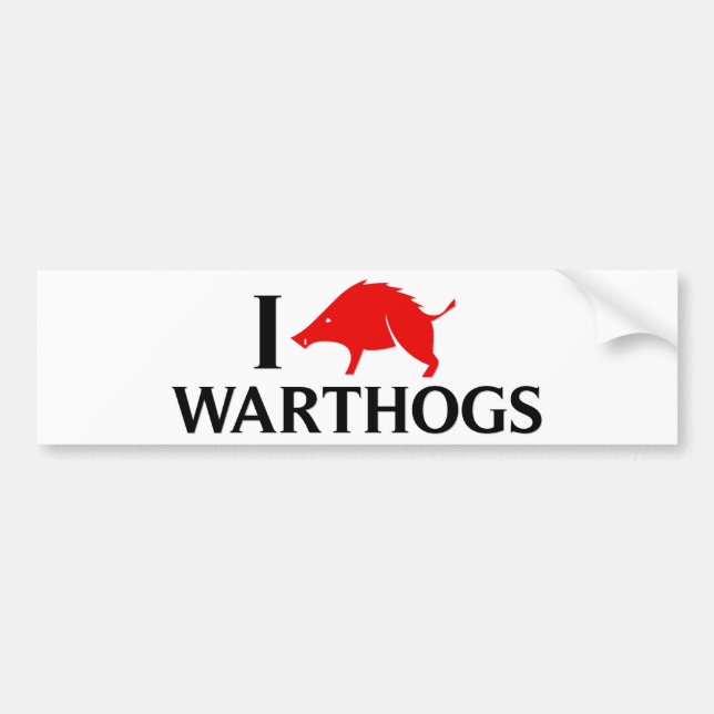 Adesivo Para Carro Eu amo Warthogs (Frente)