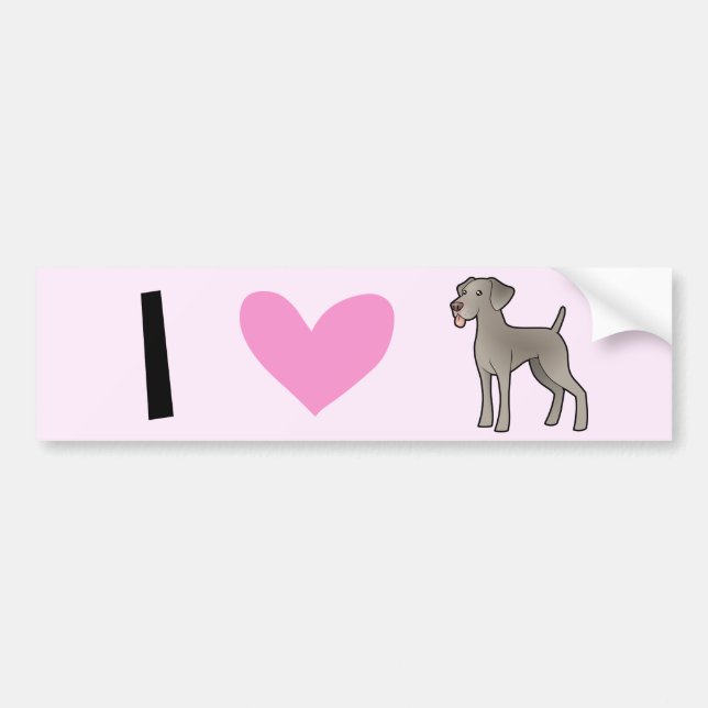 Adesivo Para Carro Eu amo Weimaraners (Frente)