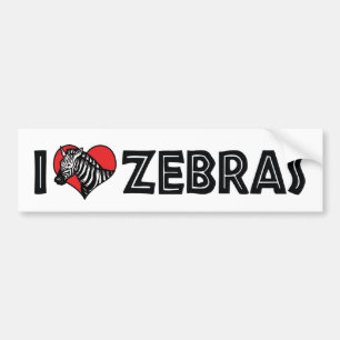 Adesivo Para Carro Eu Amo Zebras de Coração - Amante de Zebras