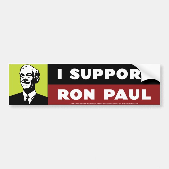 Adesivo Para Carro Eu apoio Ron Paul - néon (Frente)