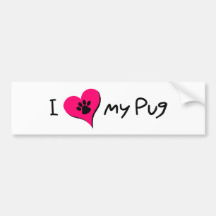 Adesivo Para Carro Eu [coração] amo meu Pug