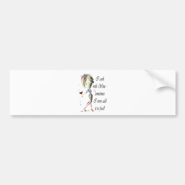 Adesivo Para Carro Eu cozinho com vinho, às vezes mim adiciono à (Frente)