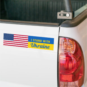 Adesivo Para Carro Eu Fico Com A Ucrânia, Um Carro De Apoio À Bandeir