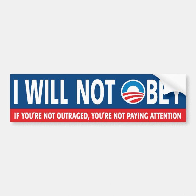 Adesivo Para Carro Eu não vou obedecer — Anti Obama Bumper Sticker (Frente)