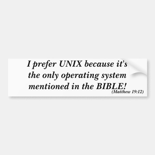 Adesivo Para Carro Eu prefiro UNIX (Frente)