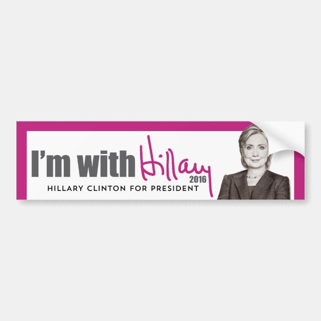 Adesivo Para Carro Eu sou com Hillary - Hillary Clinton para o (Frente)
