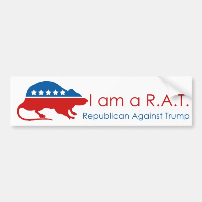 Adesivo Para Carro Eu sou um R.A.T. Republicano Contra Trump (Frente)