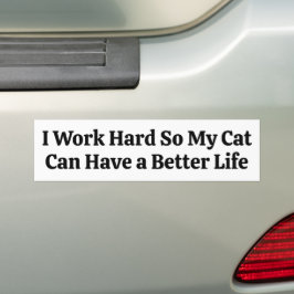 Adesivo Para Carro Eu Trabalho Duro Para Que Meu Gato Tenha Uma Vida