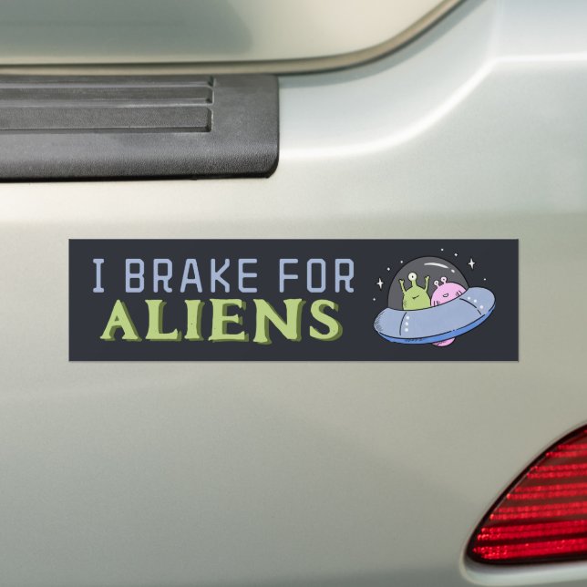 Adesivo Para Carro EU TRABALHO PARA ALIENS, ESpacotamento engraçado (No carro)