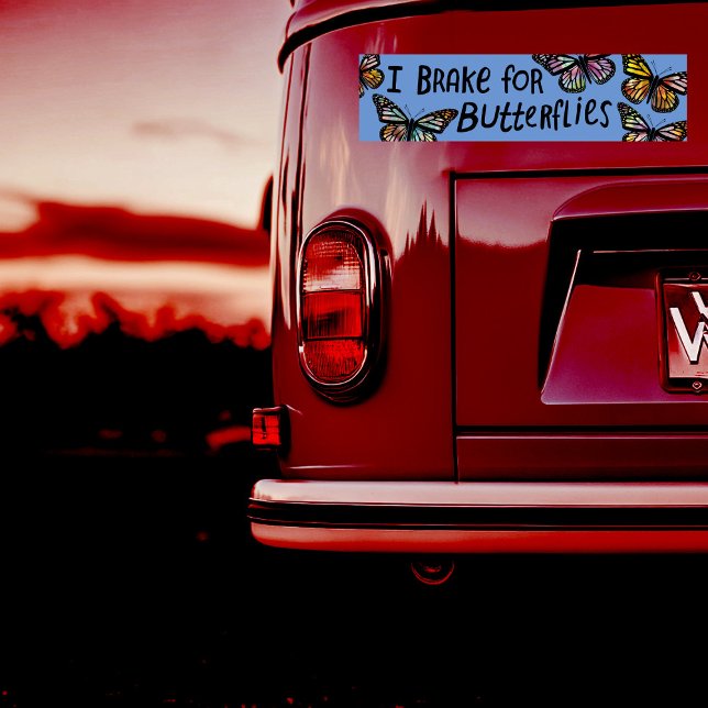 Adesivo Para Carro EU TRAVO PARA MANTEIRAS A Monarca (I BRAKE FOR BUTTERFLIES Monarch Watercolor Bumper Sticker
)