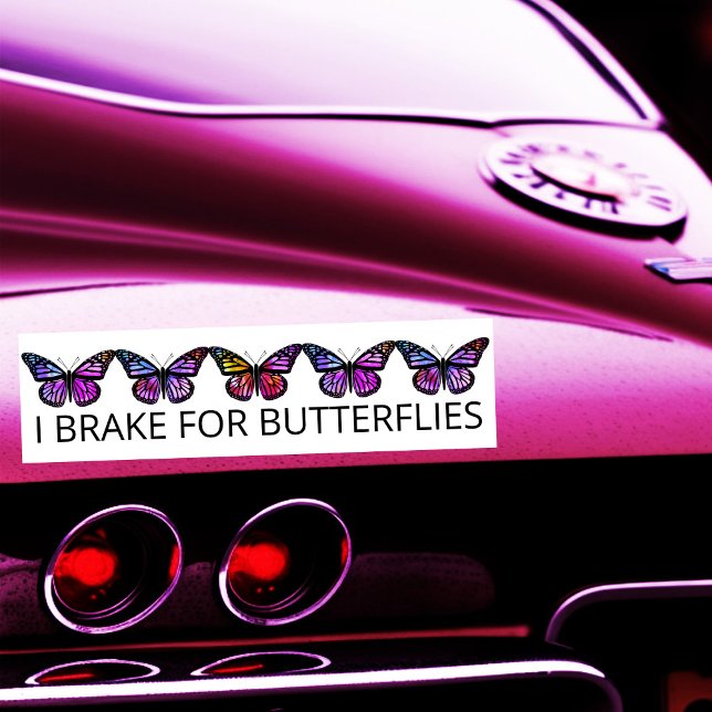 Adesivo Para Carro EU TRAVO PARA MANTEIRAS A Monarca (I BRAKE FOR BUTTERFLIES Monarch Watercolor hand drawn Bumper Sticker
)