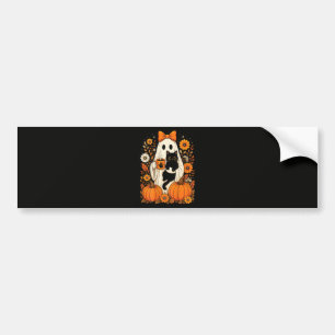 Adesivo Para Carro Fantasma de Halloween Groovy segurando Floral de G