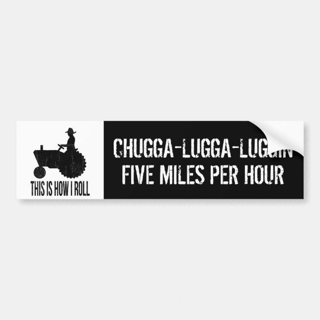 Adesivo Para Carro Fazendeiro engraçado Chugga Luggin do trator lento (Frente)
