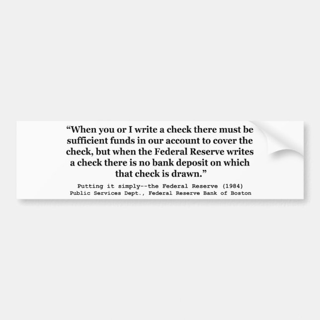 Adesivo Para Carro Federal Reserve Cria Dinheiro Colocando Simplesmen (Frente)