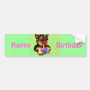 ADESIVO PARA CARRO FELIZ ANIVERSÁRIO YORKIE POO