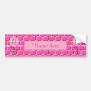 Adesivo Para Carro Feliz Dia da Abelha Menina Rosa Bumblebee de Anive
