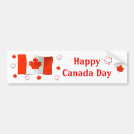 Adesivo Para Carro Feliz Dia do Canadá, Sinalizador e Folhas de Mapea