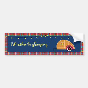 Adesivo Para Carro Feliz Glamper Woodie Vintage Teardrop Trailer