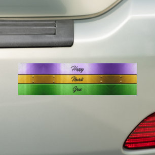 Adesivo Para Carro Feliz Mardi Gras roxo de ouro b