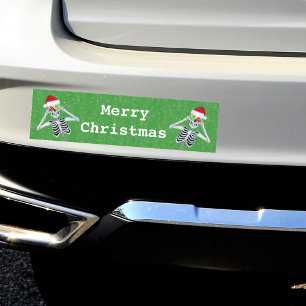 Adesivo Para Carro Feliz Natal Skeletons Ornaeyes Green