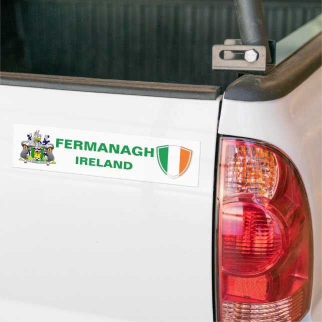 Adesivo Para Carro Fermanagement Ireland Crest e Irish Flag (No caminhão)