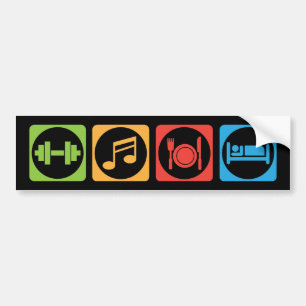 Adesivo Para Carro Ferro, Música, Comida, Sono - Gym