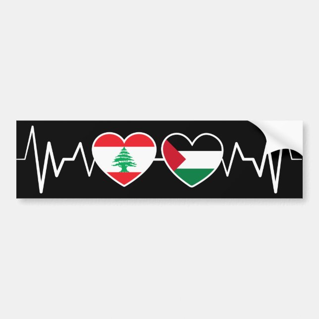 Adesivo Para Carro Flags de Unidade Palestina Libanesa Batida. (Frente)