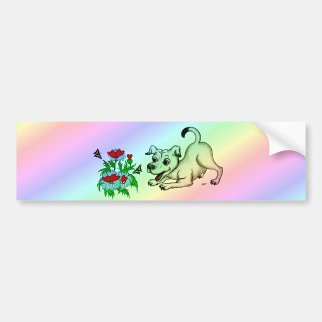 Adesivo Para Carro Flor com Coração, Puppia e Borboleta (Frente)