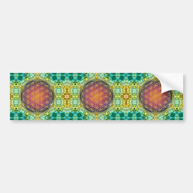 Adesivo Para Carro Flor Da Vida - Ouro - Frente 2 (Frente)