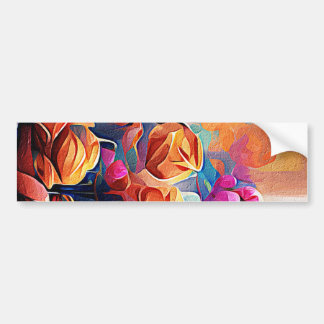 Adesivo Para Carro Floral Abstrato Art Laranja Vermelho Azul Flores