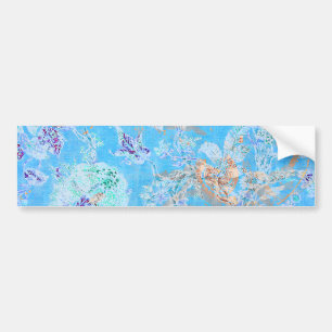Adesivo Para Carro Floral azul-esmalte