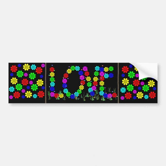 Adesivo Para Carro Flores do amor do Hippie (Frente)