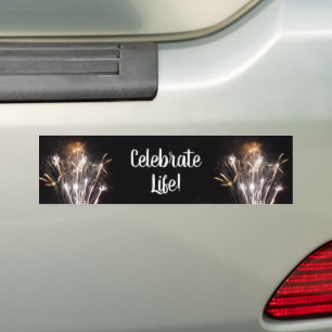 Adesivo Para Carro Fogos de Artifício Brancos e Dourados II Celebraçã