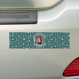 Adesivo Para Carro Foto Personalizada com Pérolas em Círculo sobre Az