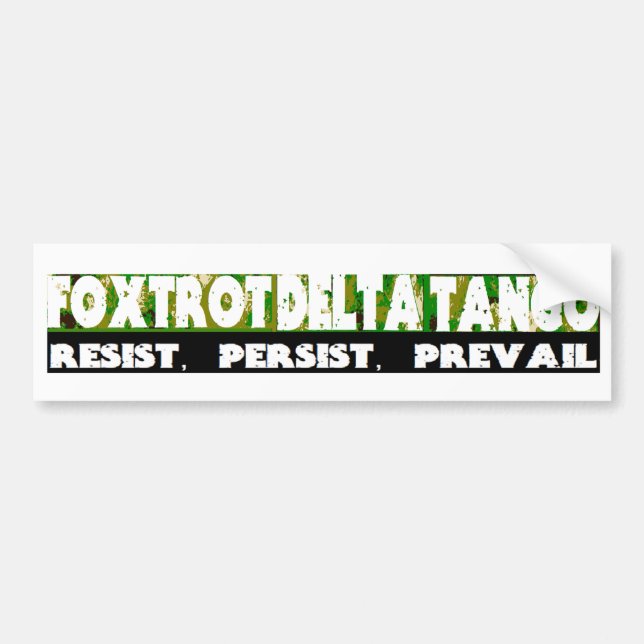 Adesivo Para Carro FOXTROT DELTA TANGO - Resistência, Persistência, P (Frente)