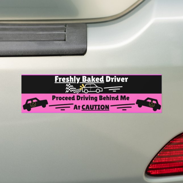 Adesivo Para Carro Freshly (New) Driver Cautionary Funny Warning (No carro)