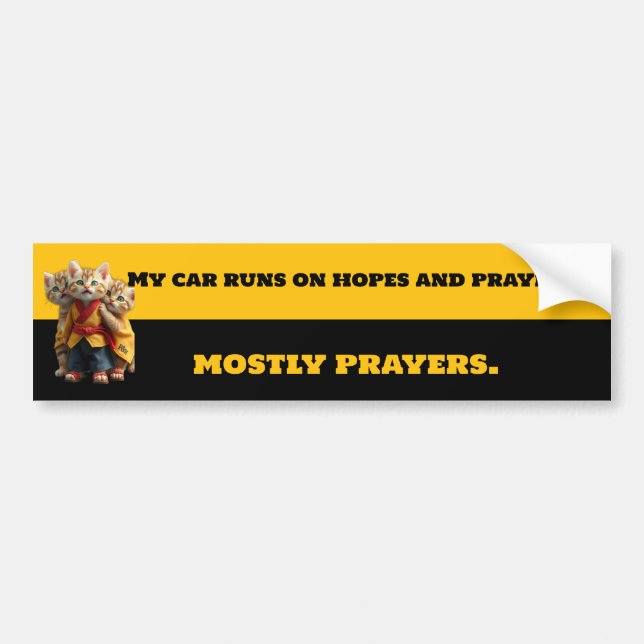 Adesivo Para Carro Funny Mostly Prayers Bumper Sticker - Monk Cat Car (Frente)
