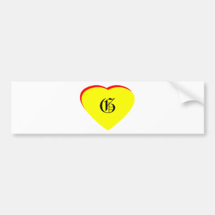 Adesivo Para Carro "G" Casamento Vermelho Amarelo Coração Convite O M