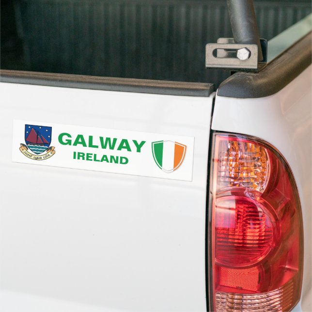 Adesivo Para Carro Galway Ireland Crest e Irish Flag Bumper Sticker (No caminhão)