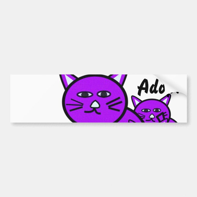 Adesivo Para Carro Gatinho Gato Cachorro Adotar Bumper Sticker (Frente)