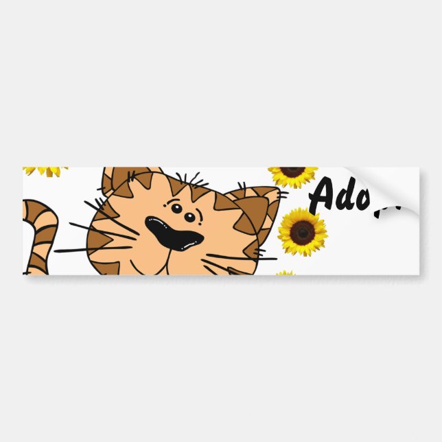 Adesivo Para Carro Gatinho Gato Cachorro Adotar Bumper Sticker (Frente)