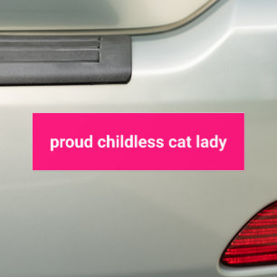 Adesivo Para Carro Gato sem filhos orgulhoso, moça minimalista divert