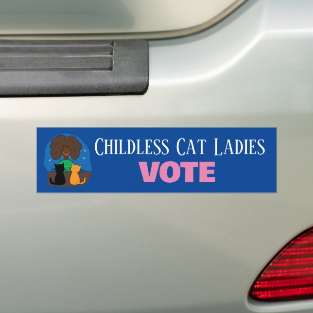 Adesivo Para Carro Gato Sem Filhos Votar Bumper Sticker (No carro)