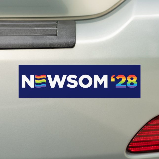 Adesivo Para Carro Gavin Newsom 2028 LGBTQ+ foi traduzido para Gavin  (No carro)