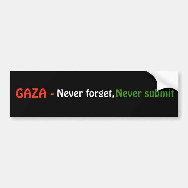 Adesivo Para Carro GAZA -, nunca esqueça, nunca submetem-se (Frente)