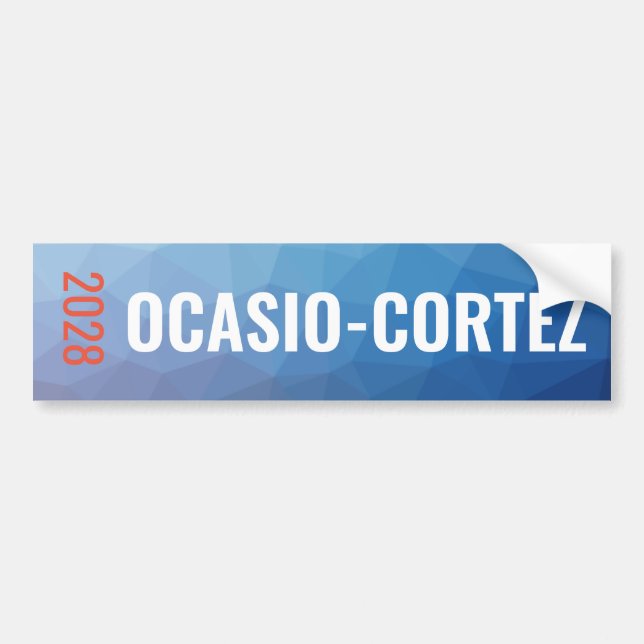 Adesivo Para Carro Geométrico azul de Alexandria Ocasio-Cortez (Frente)