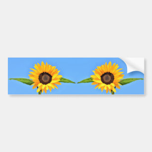 Adesivo Para Carro Girassóis Amarelos Contra Sol no Céu Azul - Verão