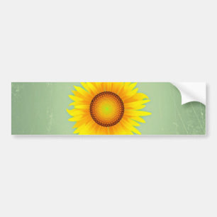 Adesivo Para Carro Girassol Amarelo Amarelo Vintage/Verde-Casa